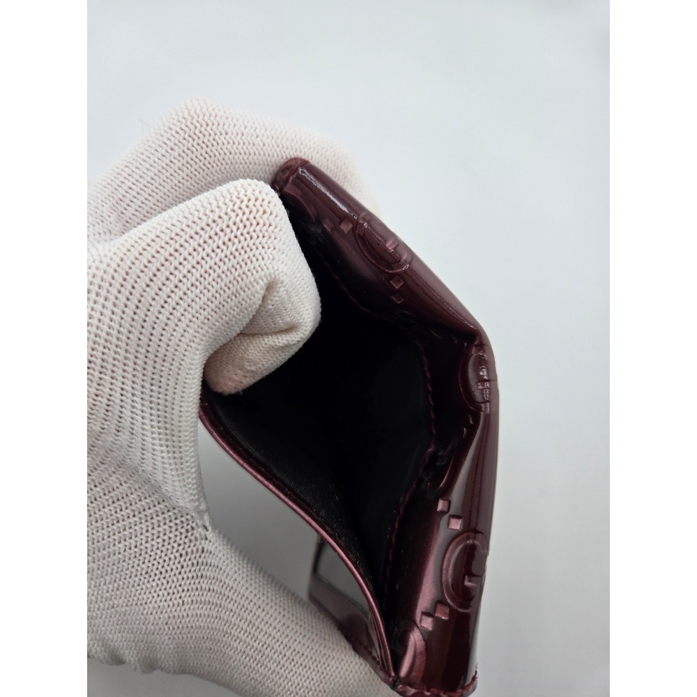 Gucci Microguccissima Burgundy Patent Leather Heart Logo Card Case Wallet 251848 - Picture 4 of 9